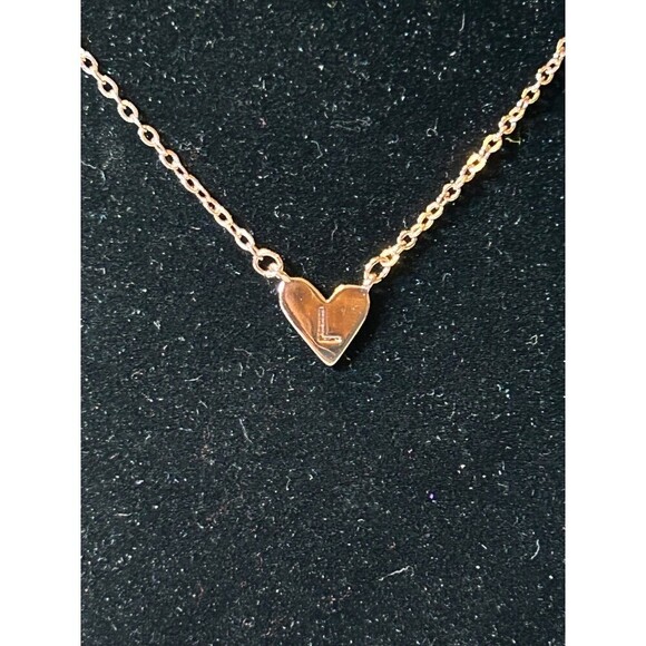 Gold Tone Initial L Heart Necklace - Picture 1 of 4